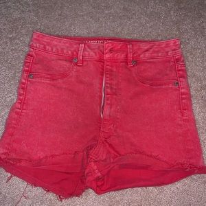High-Waisted AE Pink Denim Shorts
